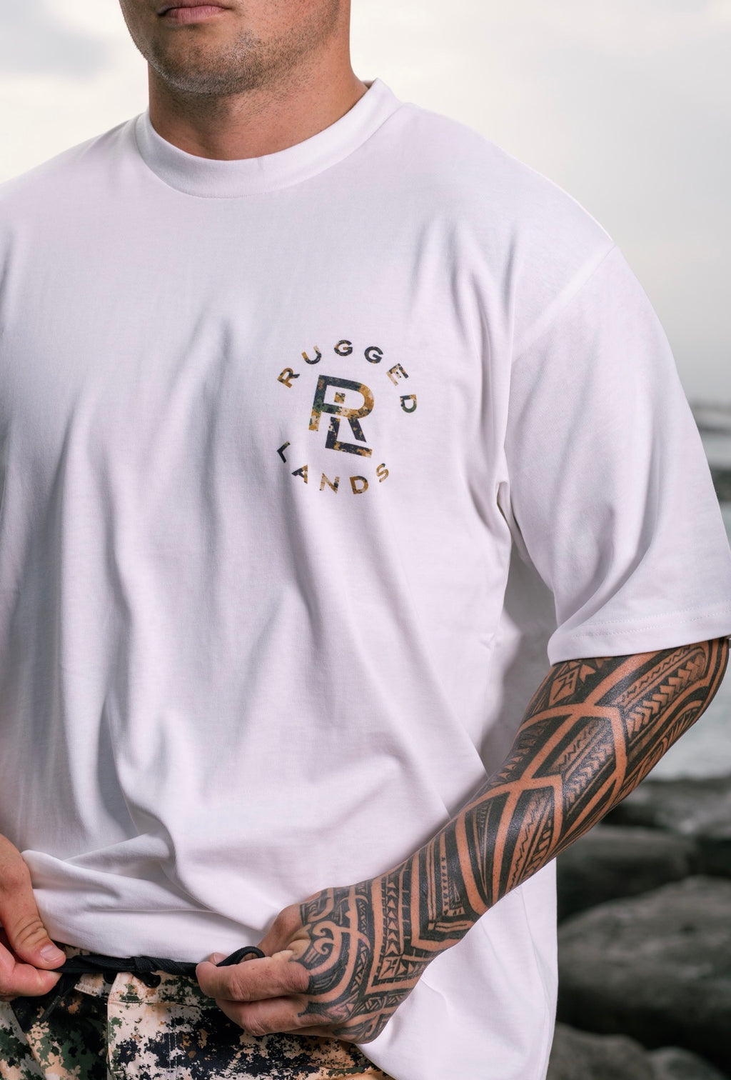 White & Camo Tee